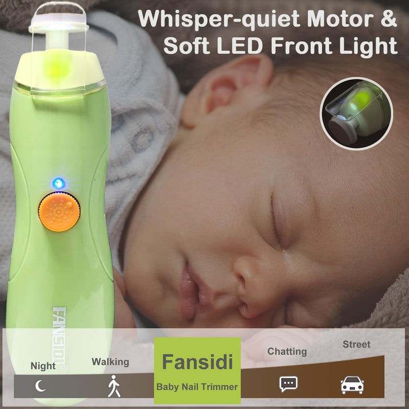 FANSIDI Rechargeable Baby Nail File with 8100RPM Motor, Stepless Speed Control, Pressure-Stop Safety, Type-C Charging, Quiet Electric Nail Trimmer for Newborns, Toddlers & Adults, Fresh Mint Green - Image 4